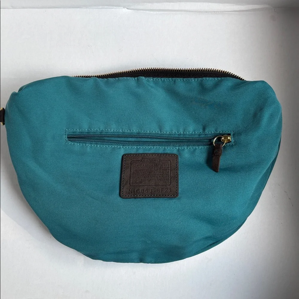 Coach Hampton Soho Black Satin Hobo Shoulder Bag, Teal Lining preowned - Picture 9 of 17